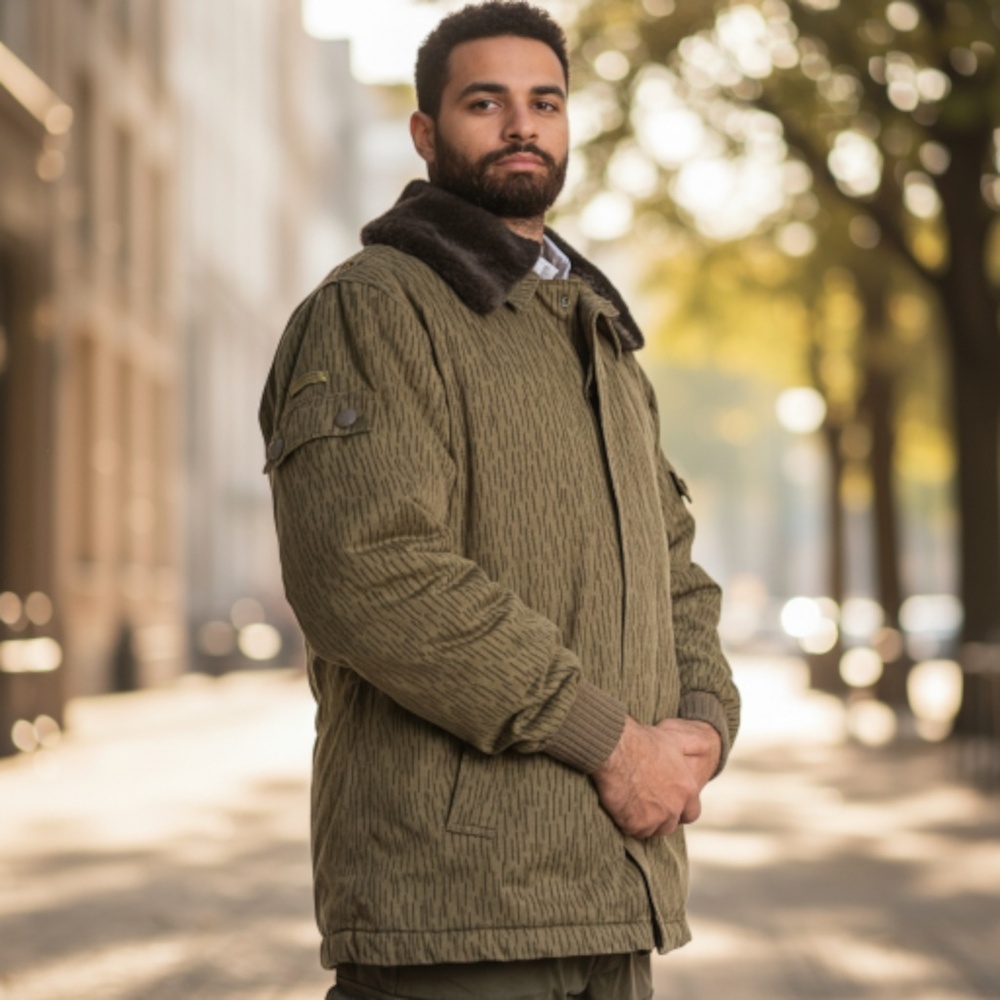 Circular Fashion East German Strichtarn Raindrop Camo Parka and Removable Collar